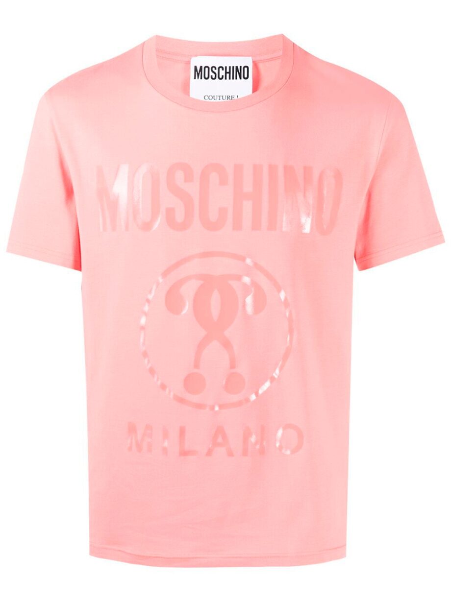 Imagem de: Camiseta Moschino Rosa com Logo Interrogação Dupla Rosa