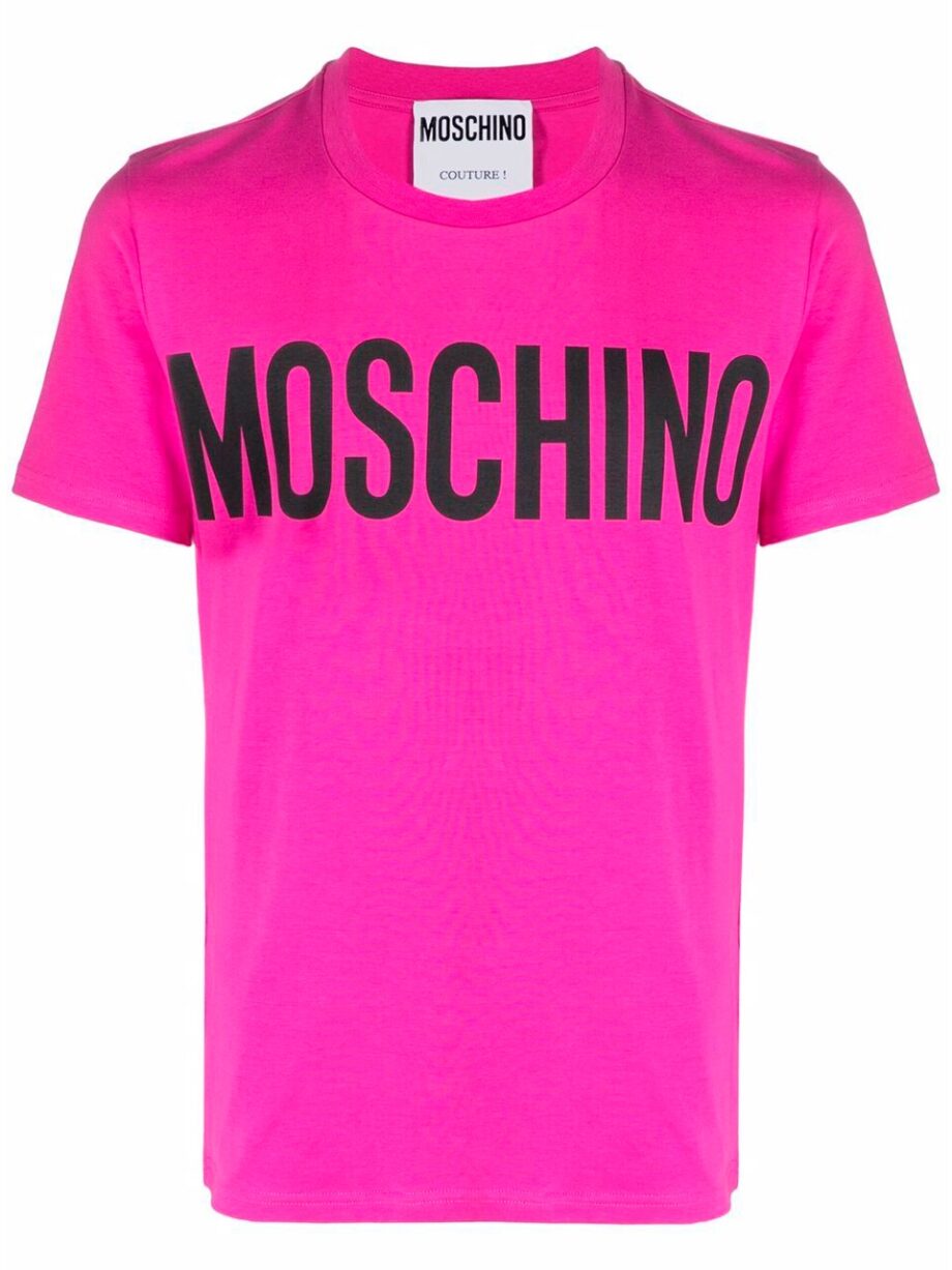Imagem de: Camiseta Moschino Rosa com Logo Preto