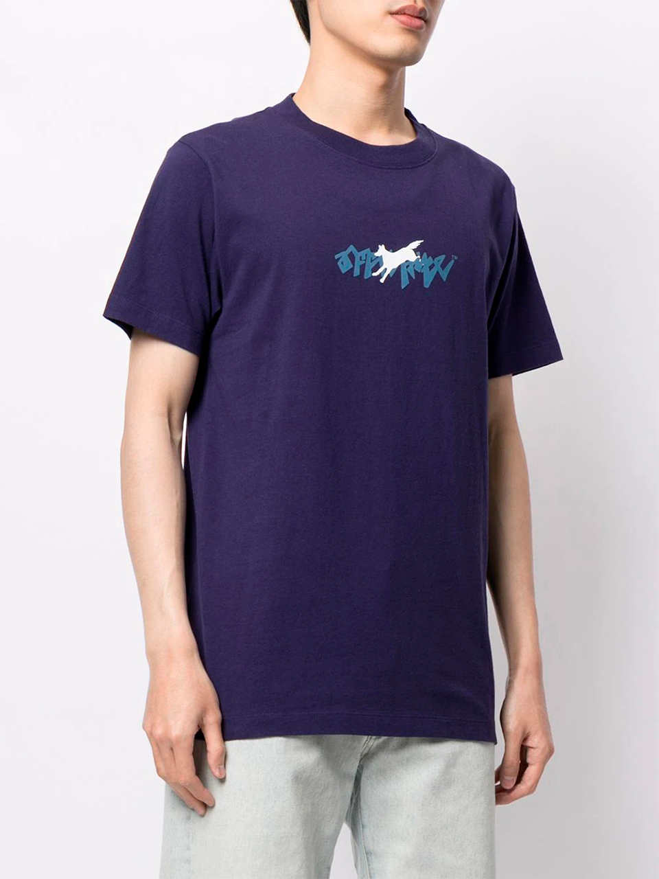 Imagem de: Camiseta Off-White Azul com Estampa Dog