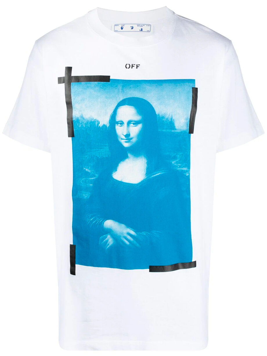 Imagem de: Camiseta Off-White Branca com Estampa Monalisa