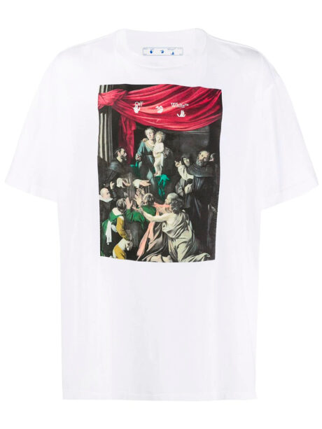Imagem de: Camiseta Off-White Branca com Estampa Pintura