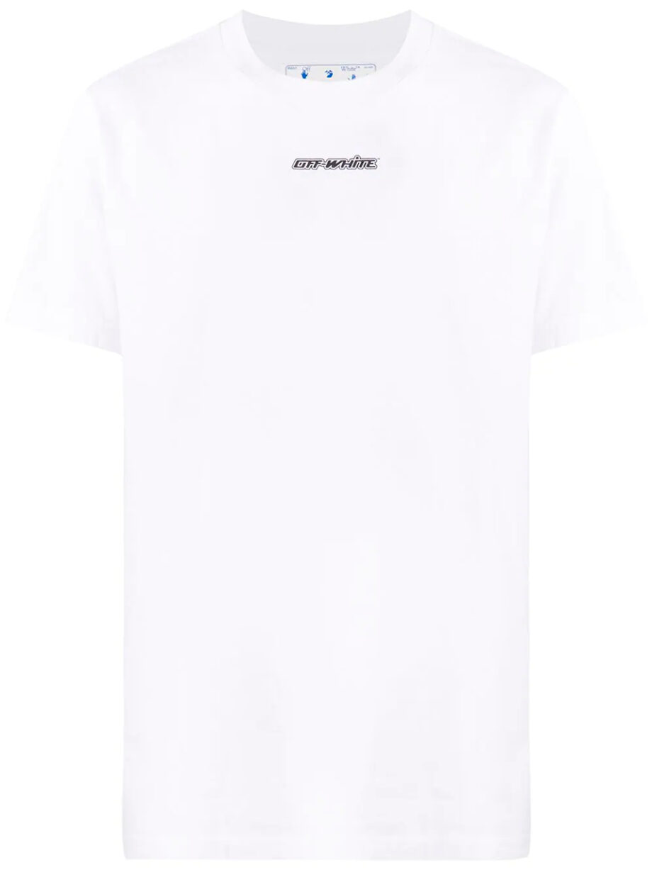 Imagem de: Camiseta Off-White Branca com Estampa Setas Rosa