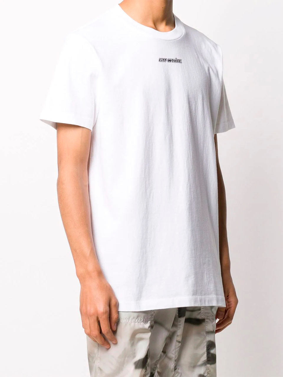Imagem de: Camiseta Off-White Branca com Estampa Setas Rosa