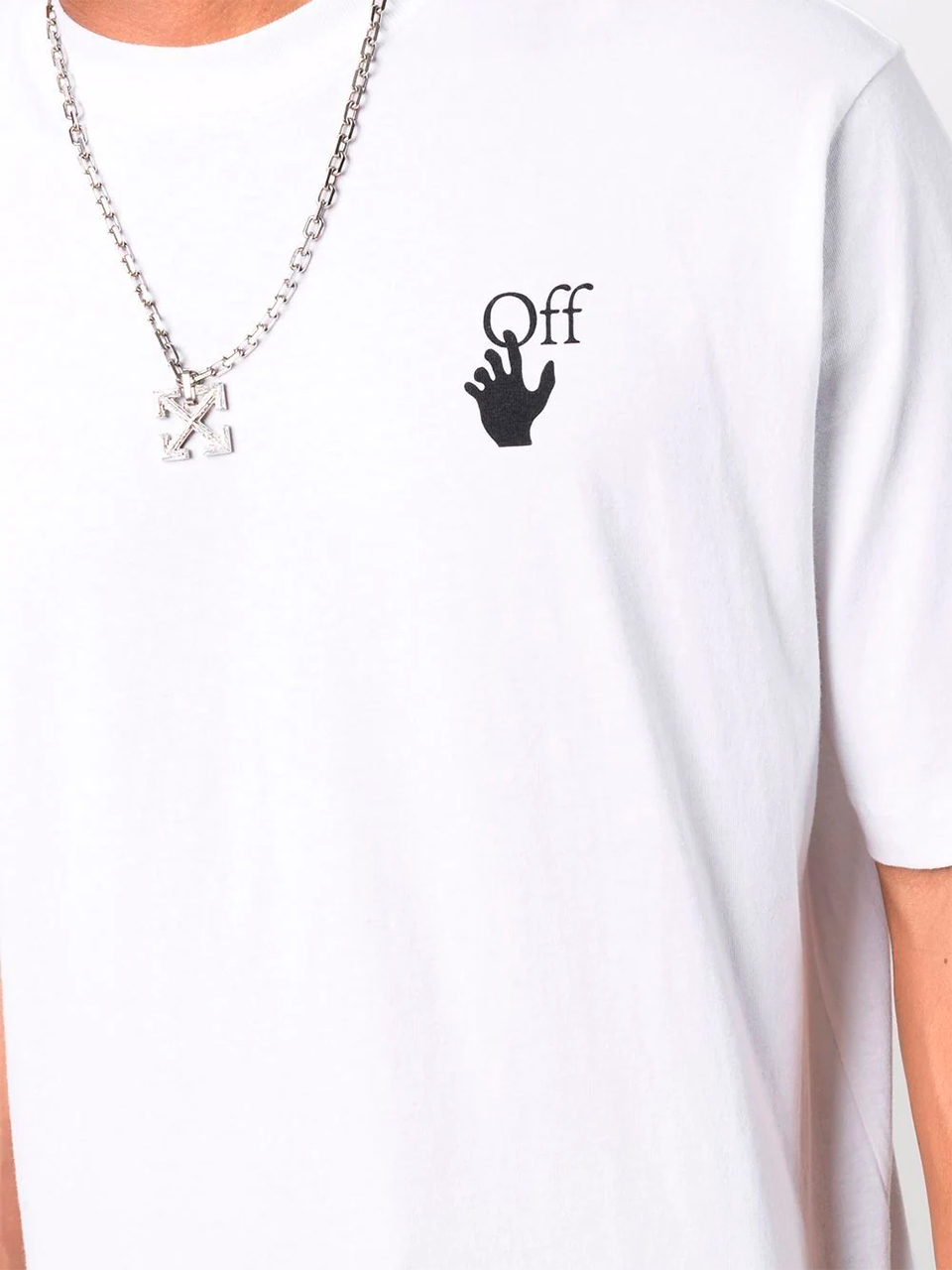 Imagem de: Camiseta Off-White Branca com Logo Hand