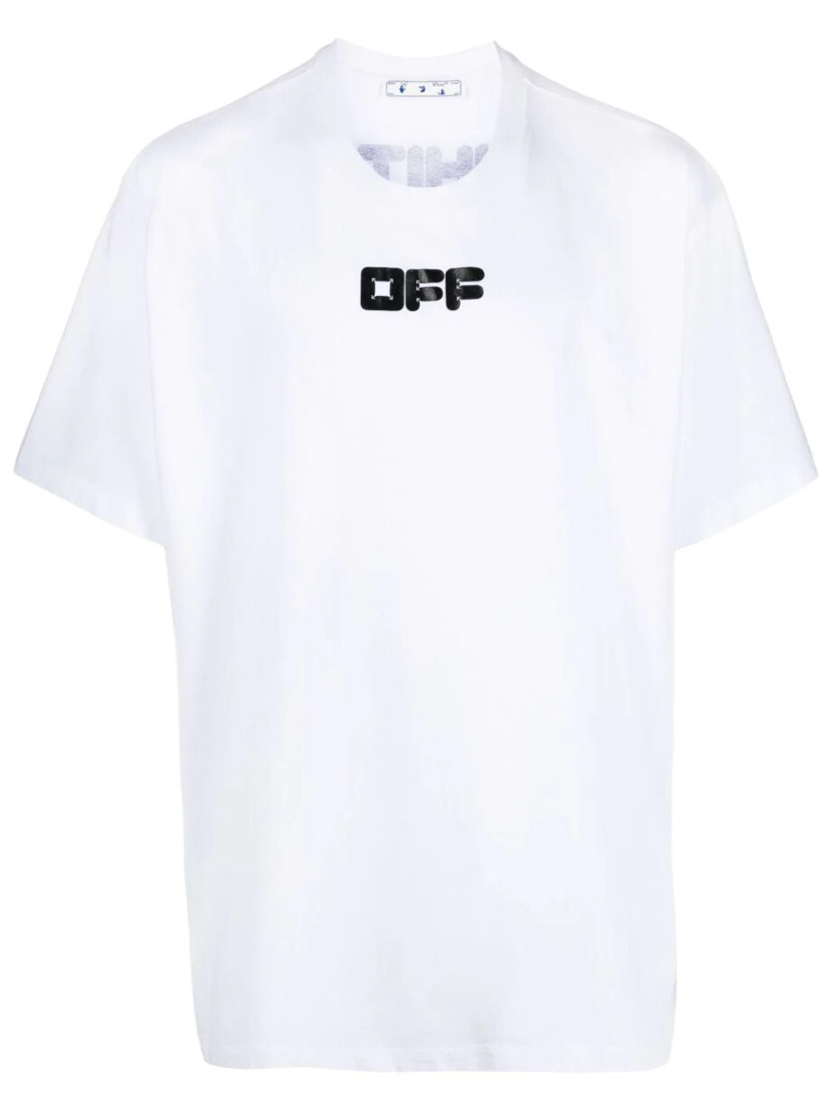 Imagem de: Camiseta Off-White Branca com Logo Preto