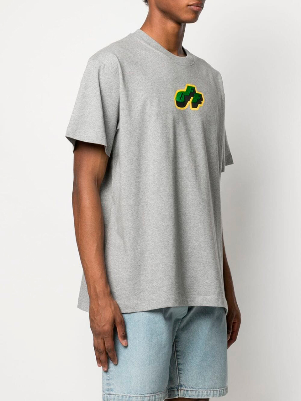 Imagem de: Camiseta Off-White Cinza com Estampa Verde