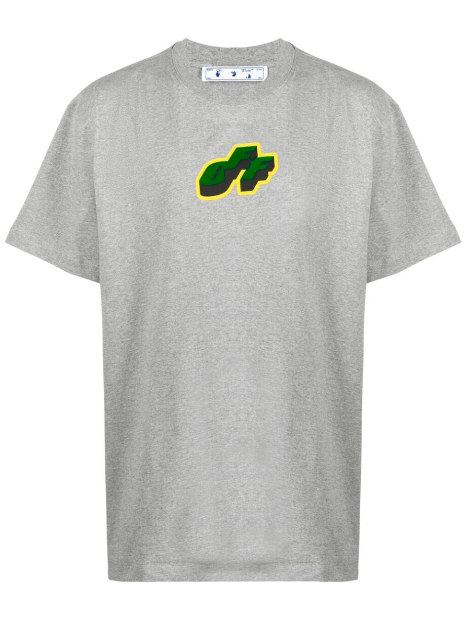 Imagem de: Camiseta Off-White Cinza com Estampa Verde