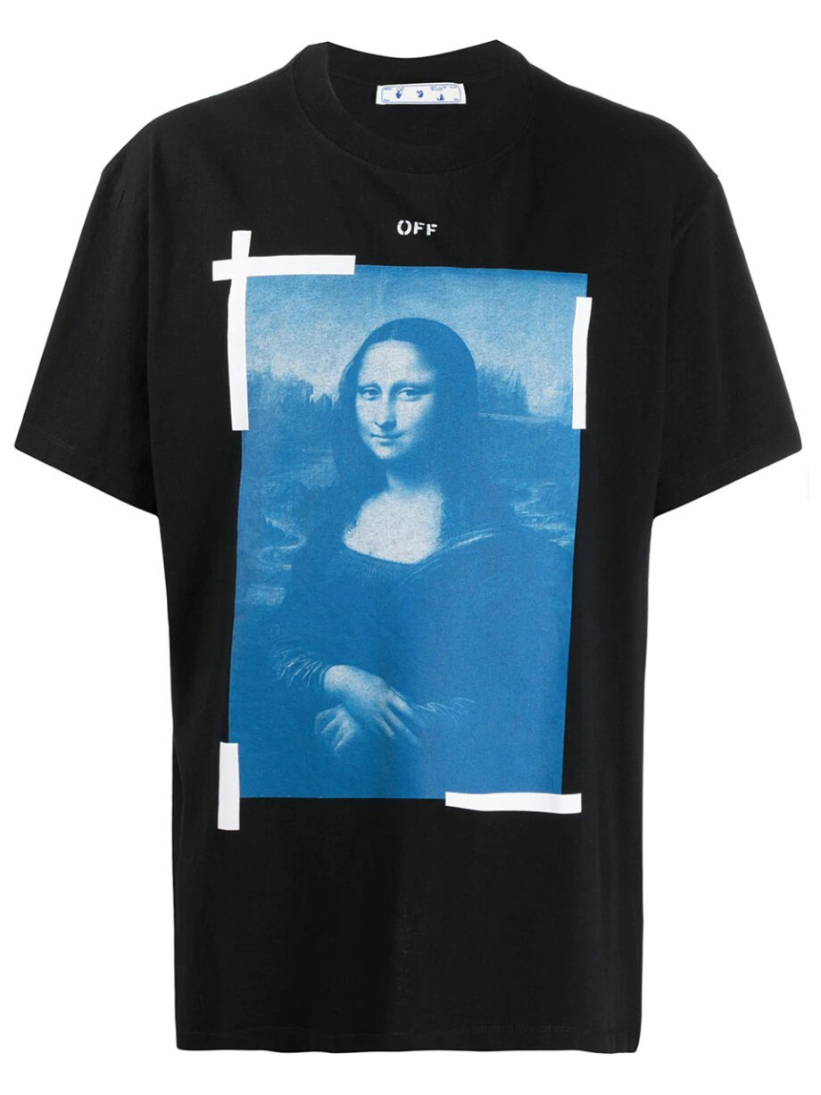 Imagem de: Camiseta Off-White Preta com Estampa Monalisa