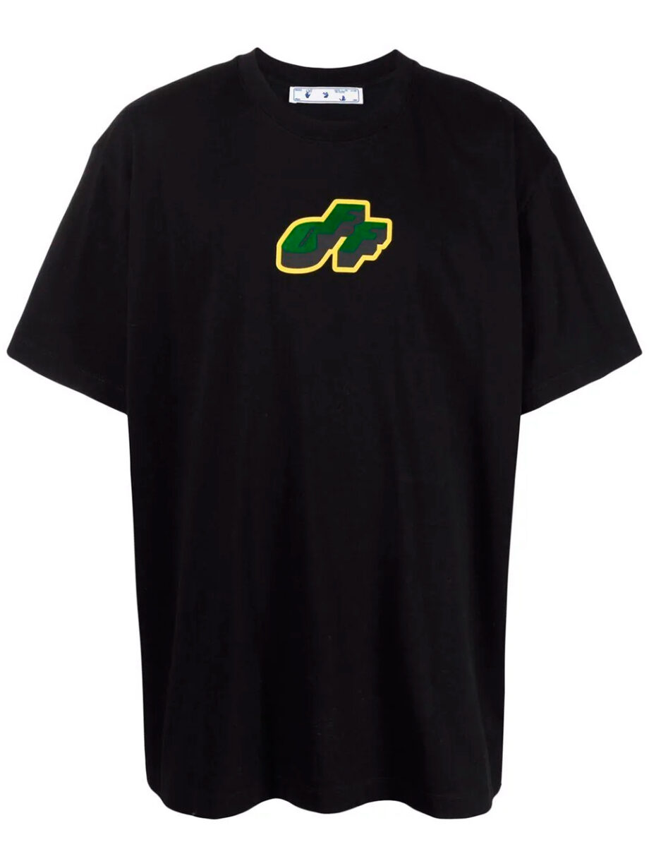 Imagem de: Camiseta Off-White Preta com Estampa Verde