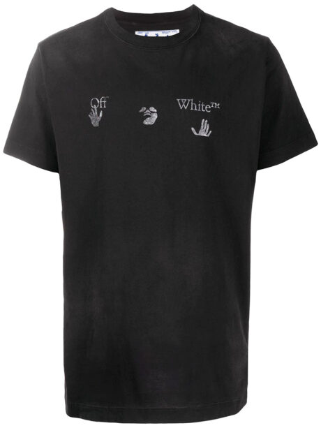 Imagem de: Camiseta Off-White Preta com Logo Desbotado