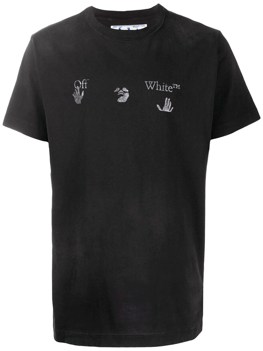 Imagem de: Camiseta Off-White Preta com Logo Desbotado