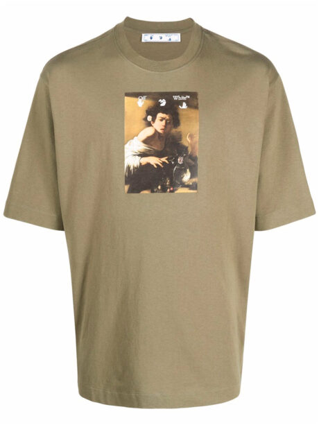 Imagem de: Camiseta Off-White Verde Musgo com Estampa Caravaggio