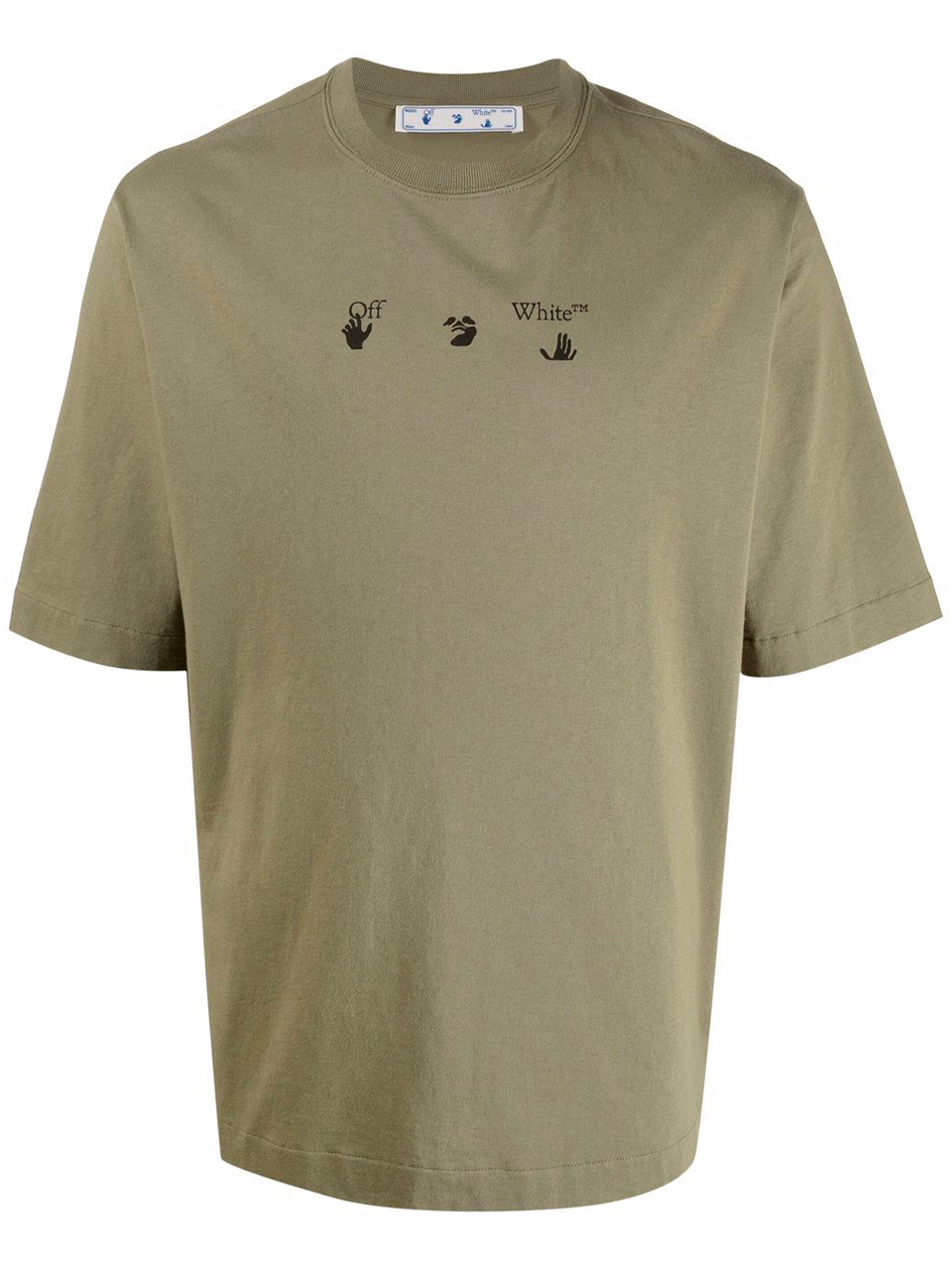 Imagem de: Camiseta Off-White Verde Musgo com Estampa Setas Riscada