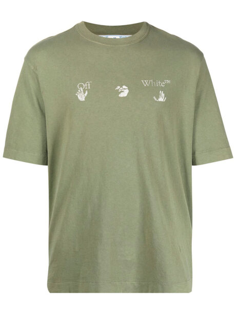 Imagem de: Camiseta Off-White Verde Musgo com Logo Hand