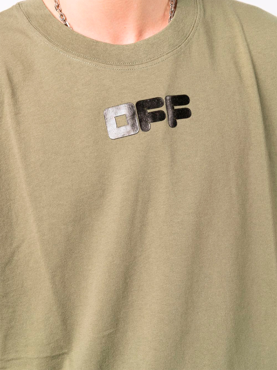 Imagem de: Camiseta Off-White Verde Musgo com Logo Preto