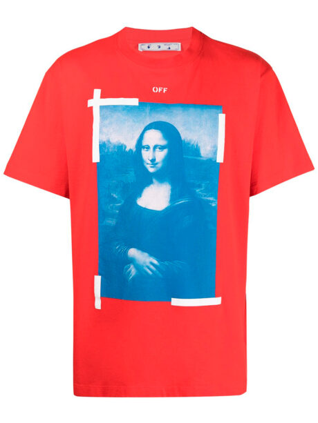 Imagem de: Camiseta Off-White Vermelha com Estampa Monalisa