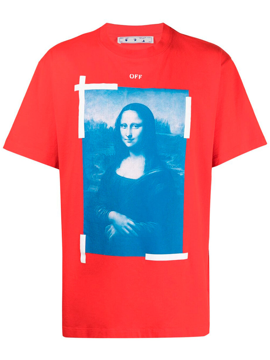 Imagem de: Camiseta Off-White Vermelha com Estampa Monalisa