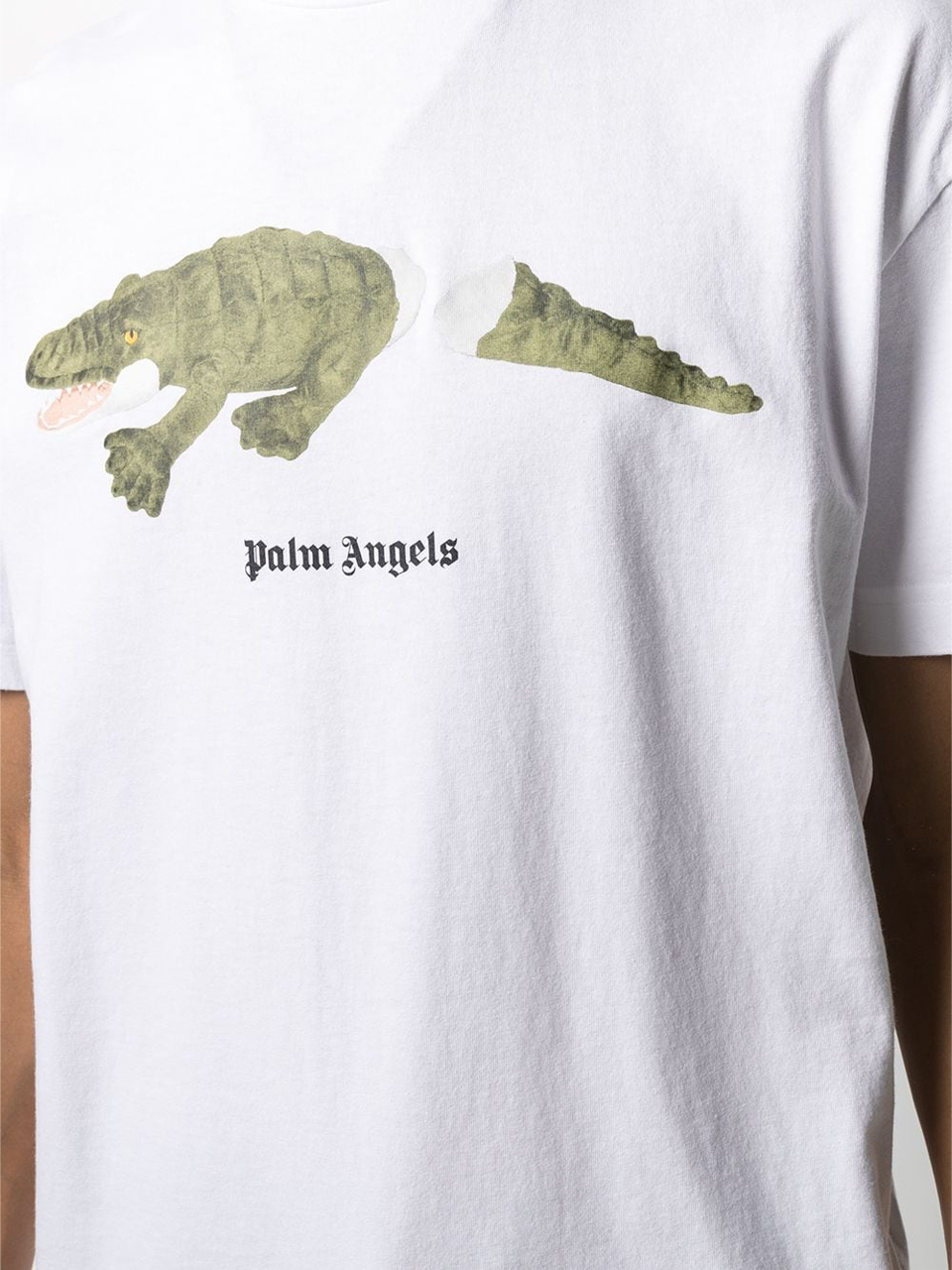 Imagem de: Camiseta Palm Angels Crocodilo Branca com Logo