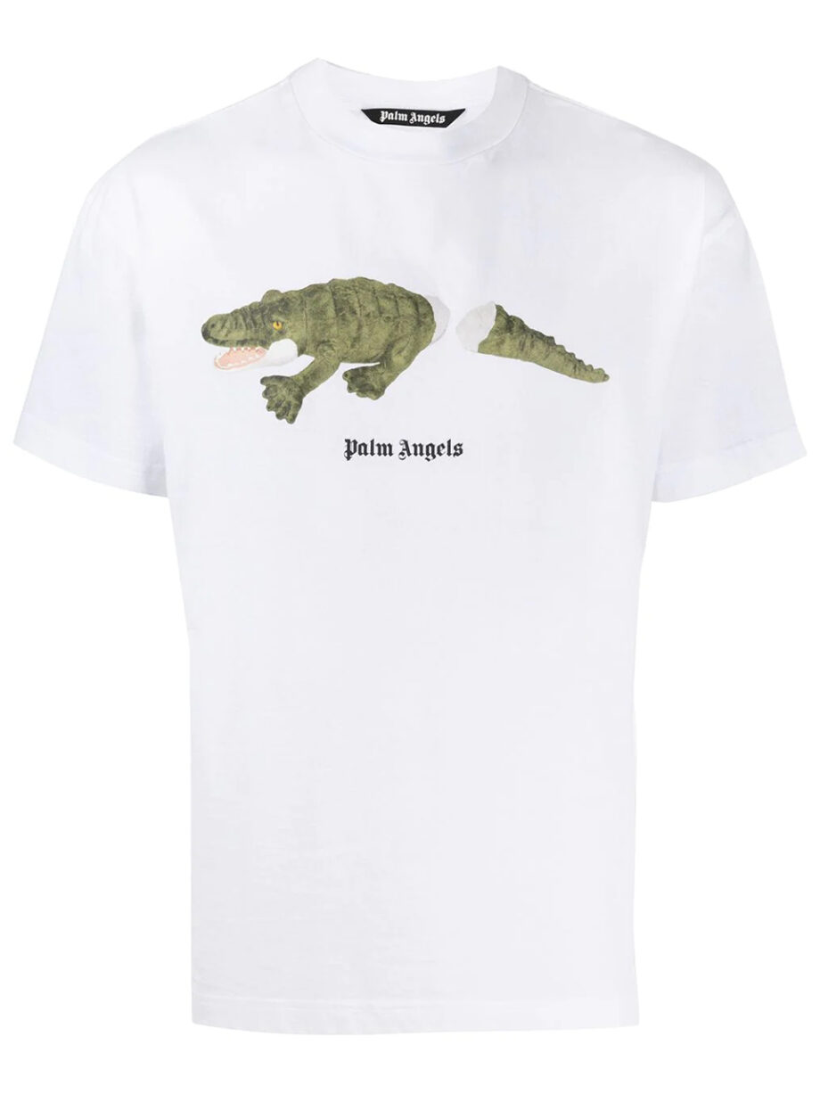 Imagem de: Camiseta Palm Angels Crocodilo Branca com Logo