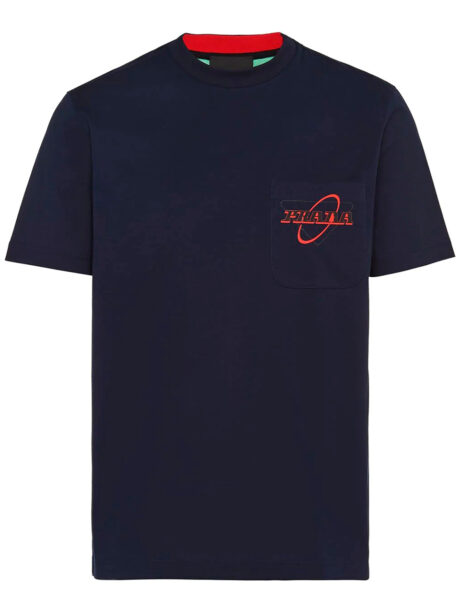 Imagem de: Camiseta Prada Azul Escuro com Logo no Bolso