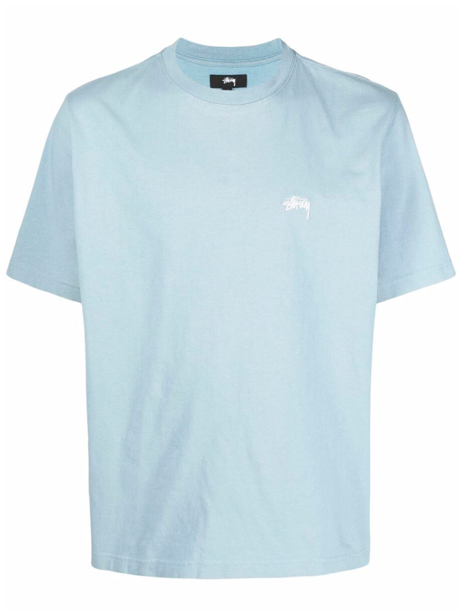 Imagem de: Camiseta Stussy Azul com Logo Bordado