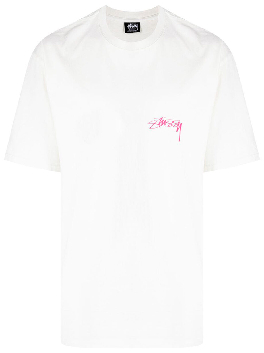 Imagem de: Camiseta Stussy Branca com Estampa Posterior