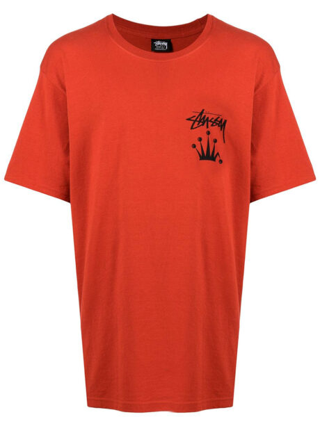 Imagem de: Camiseta Stussy Laranja com Logo Crown