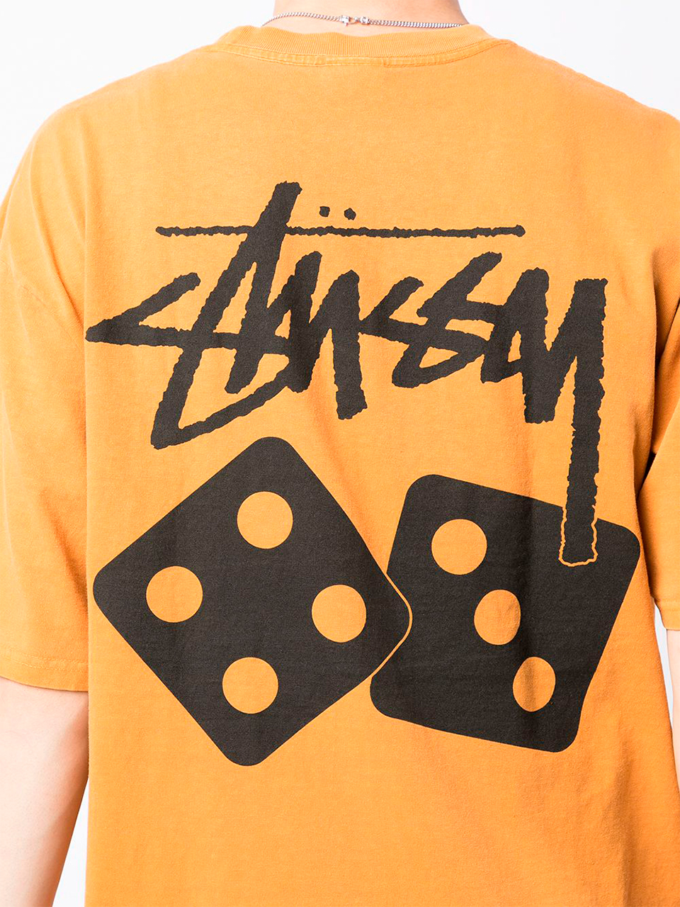 Imagem de: Camiseta Stussy Laranja com Logo Dados