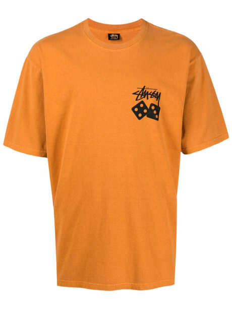 Imagem de: Camiseta Stussy Laranja com Logo Dados