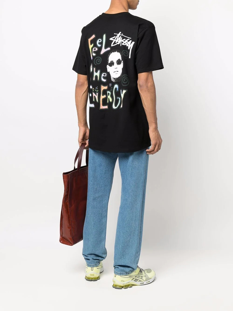 Imagem de: Camiseta Stussy Preta com Estampa Posterior