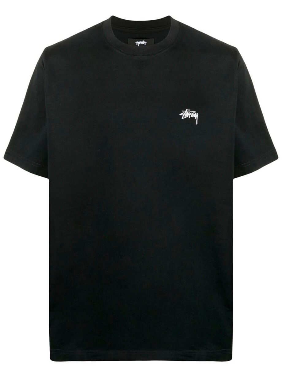 Imagem de: Camiseta Stussy Preta com Logo Bordado