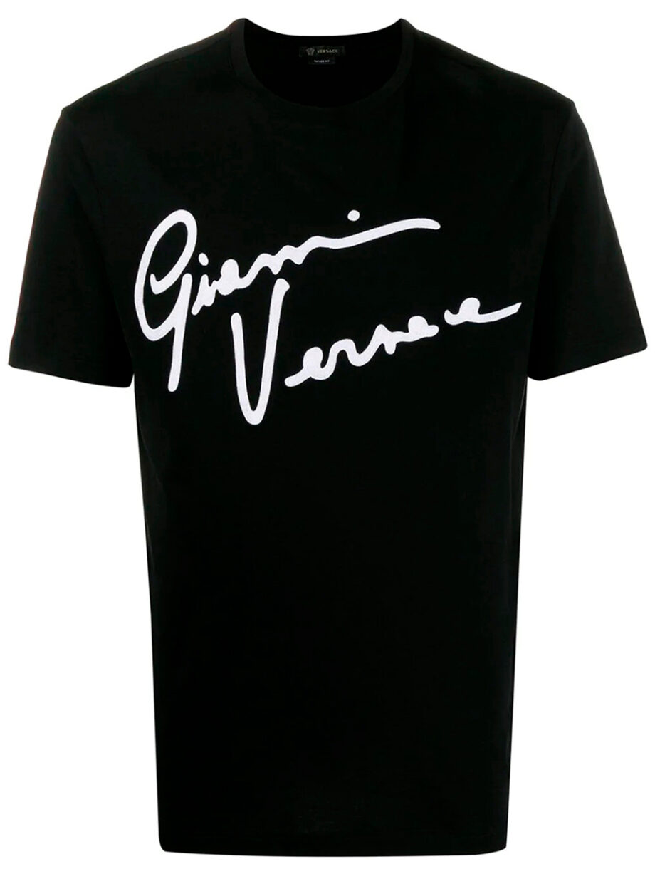 Imagem de: Camiseta Versace Preta com Estampa Branca