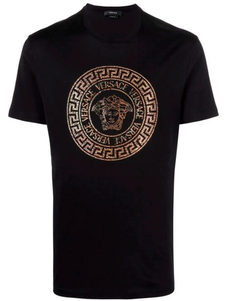 Imagem de: Camiseta Versace Preta com Estampa Medusa Cristais