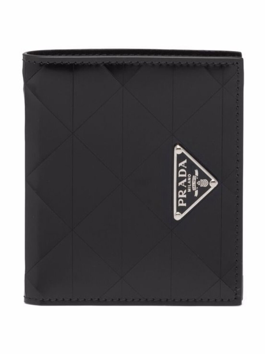 Imagem de: Carteira Prada Saffiano de Couro Preta com Logo Triangular
