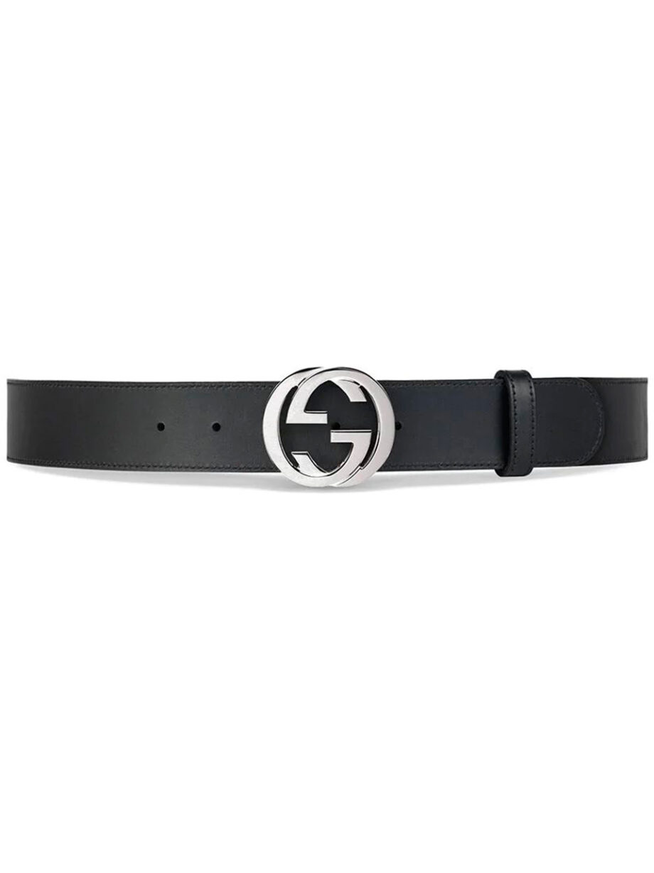 Imagem de: Cinto Gucci de Couro Preto com Fivela Duplo G