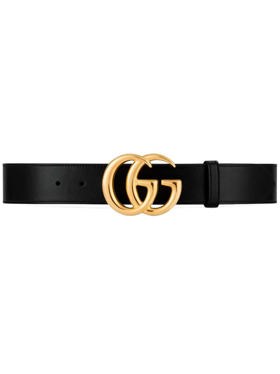 Imagem de: Cinto Gucci Marmont de Couro Preto com Fivela Duplo G