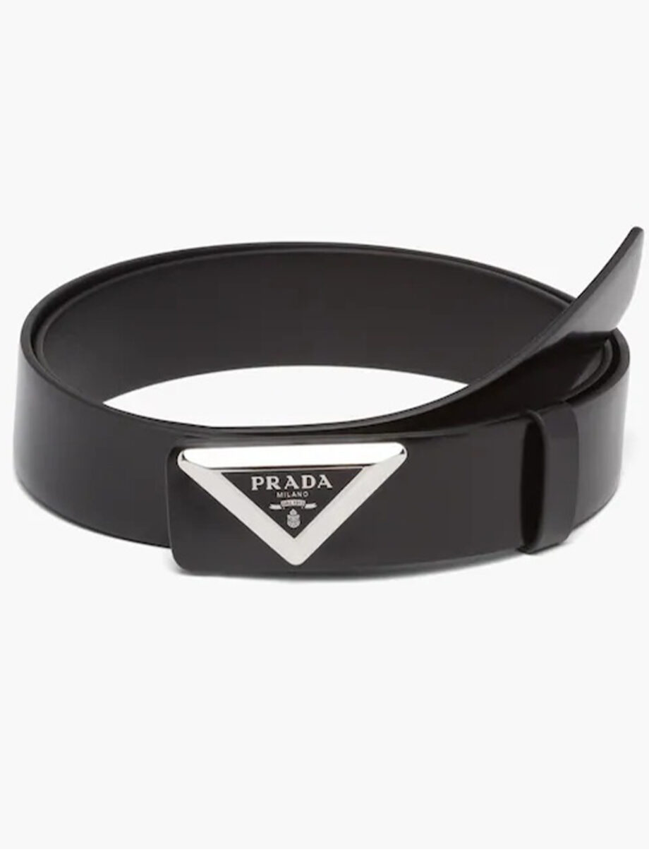 Imagem de: Cinto Prada Preto Couro Escovado