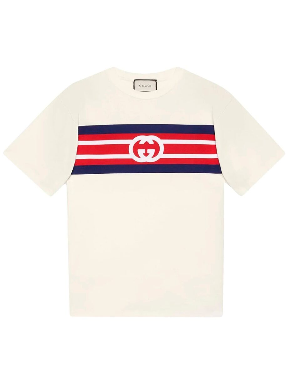 Imagem de: Gucci Camiseta Interlocking GG Branca com listras