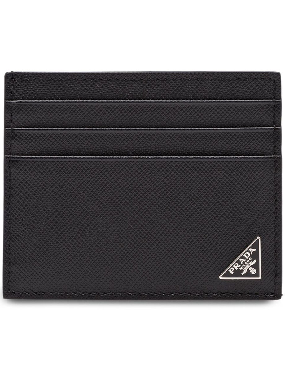 Imagem de: Porta-cartões Prada Preto com Logo Pequeno Metalizado