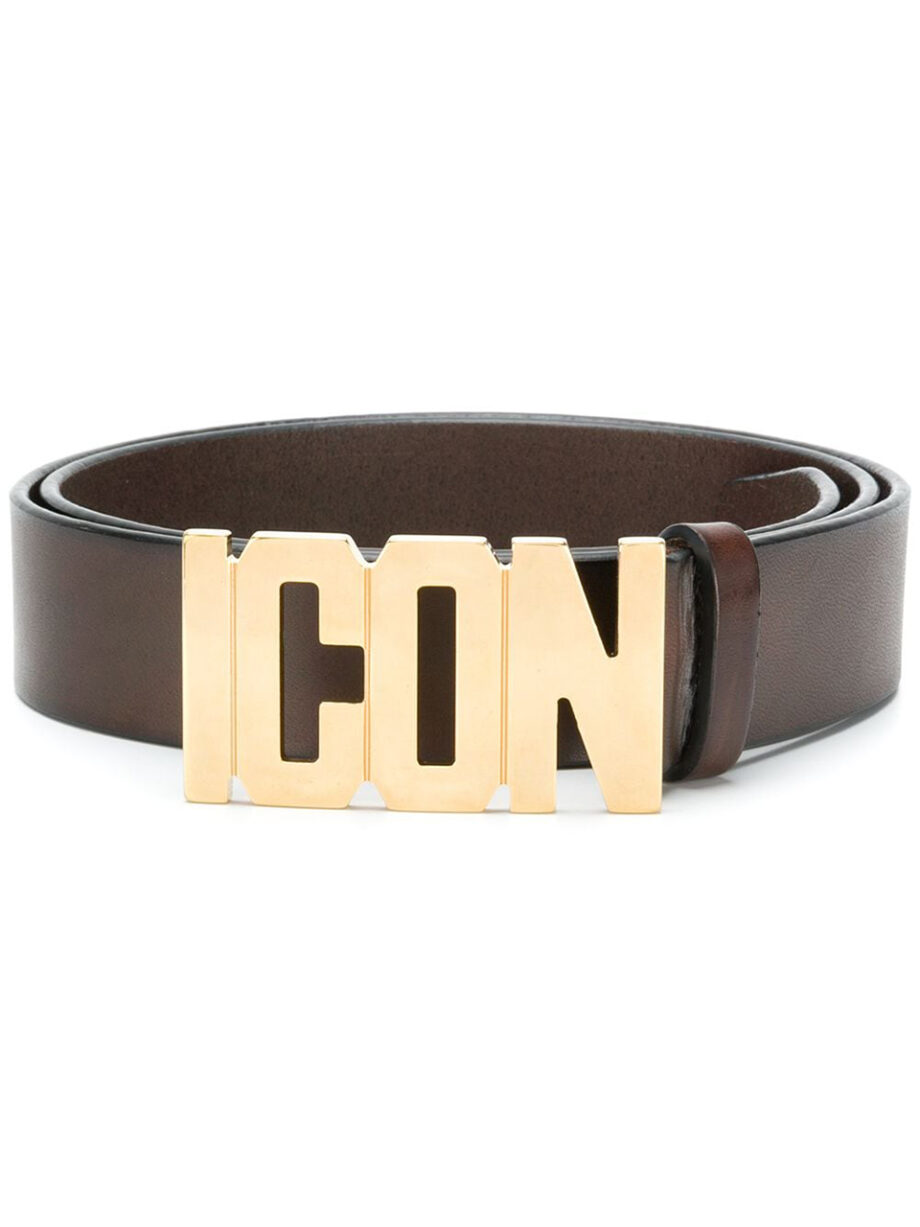 Imagem de: Cinto Dsquared2 Marrom com Fivela Icon Dourada