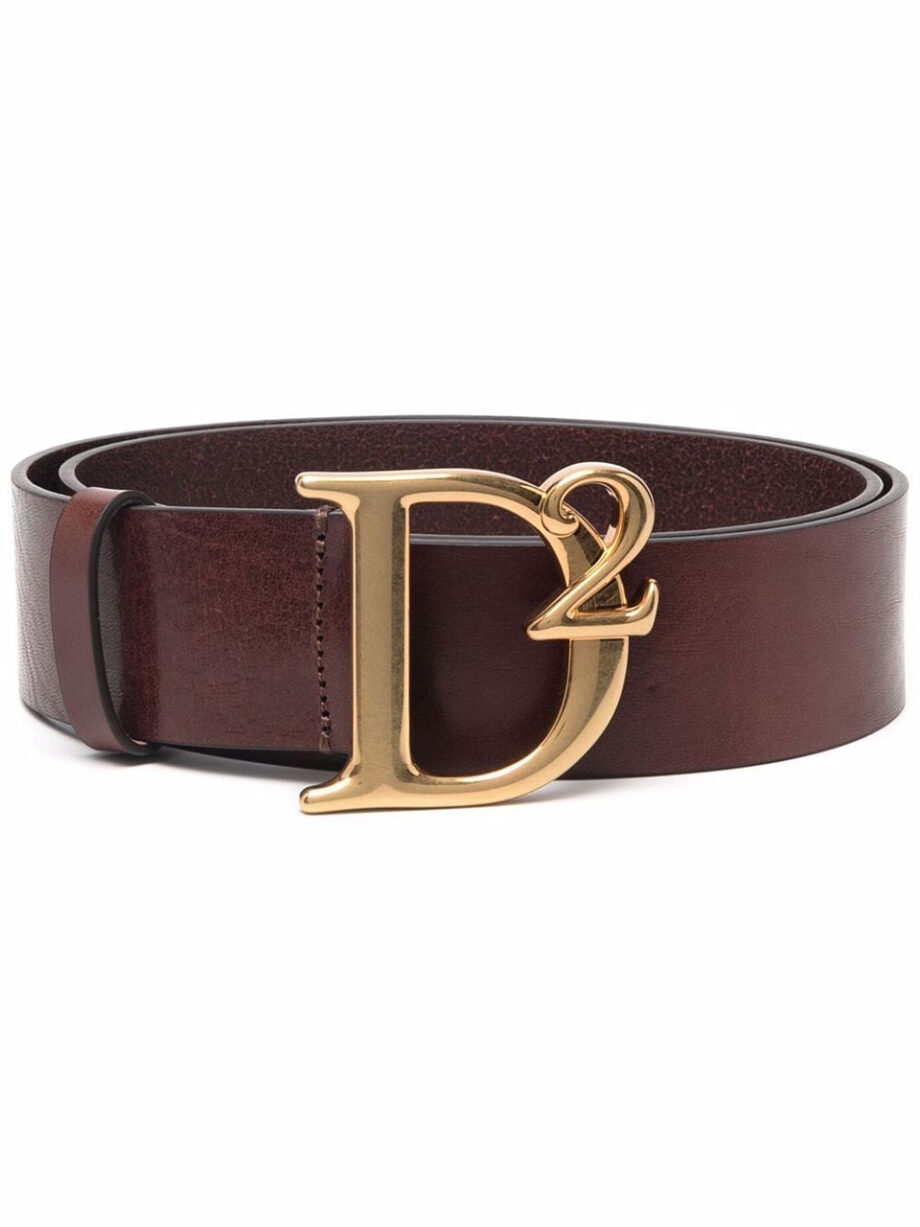 Imagem de: Cinto Dsquared2 Marrom com Logo Dourado
