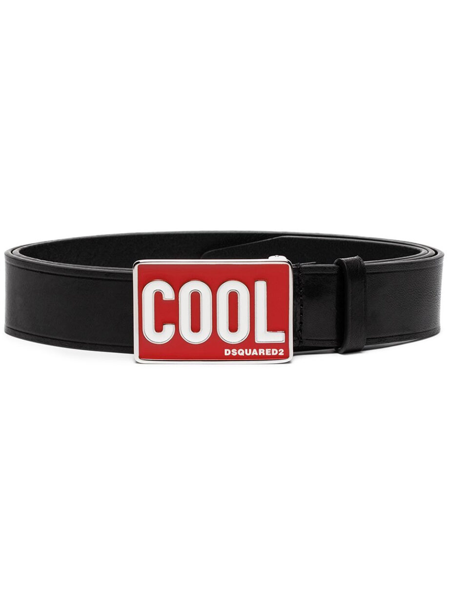 Imagem de: Cinto Dsquared2 Preto com Patch de Logo Cool Vermelho