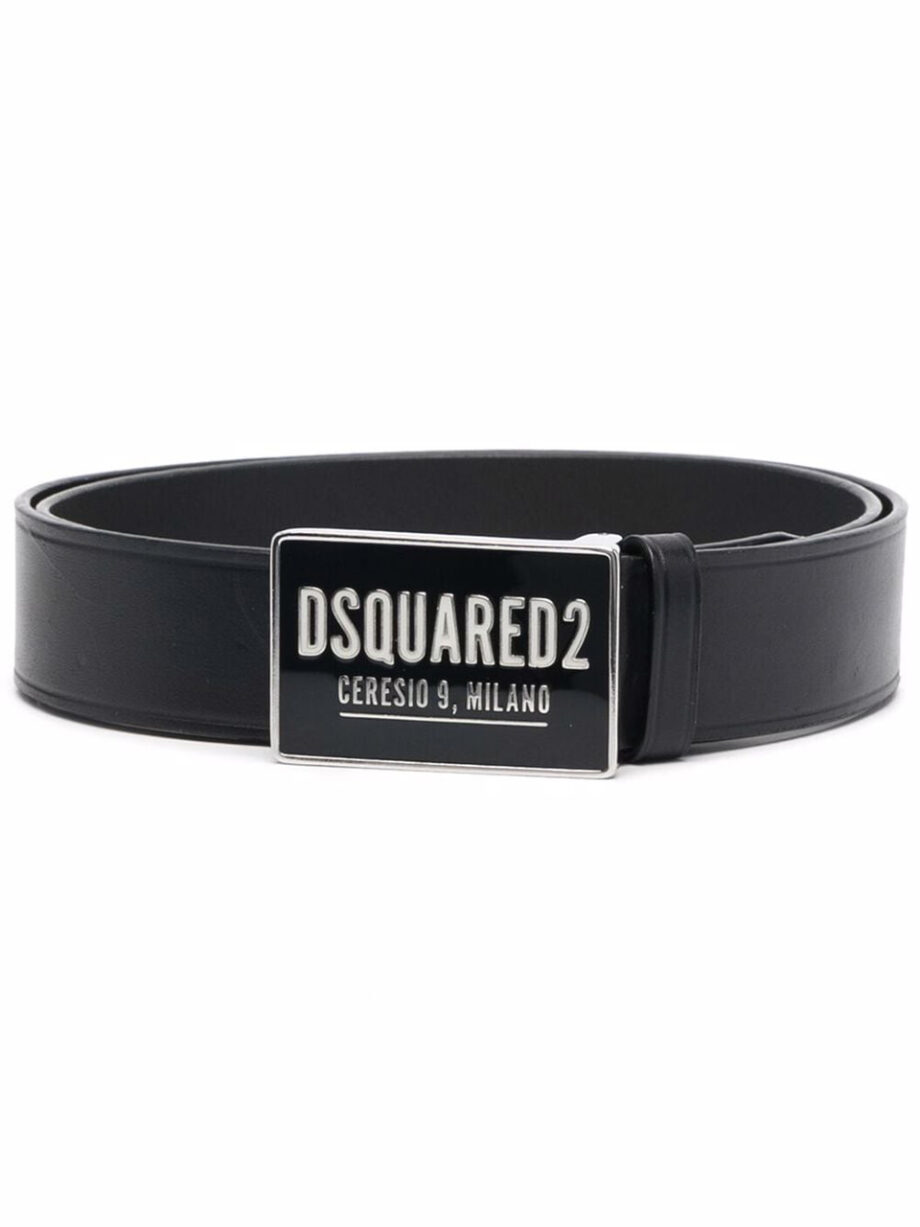 Imagem de: Cinto Dsquared2 Preto com Patch de Logo Milano