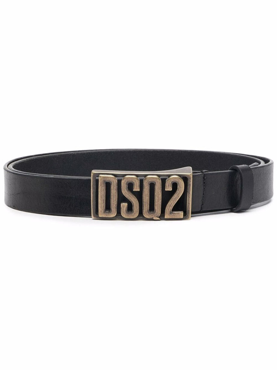 Imagem de: Cinto Dsquared2 Preto com Placa em Bronze
